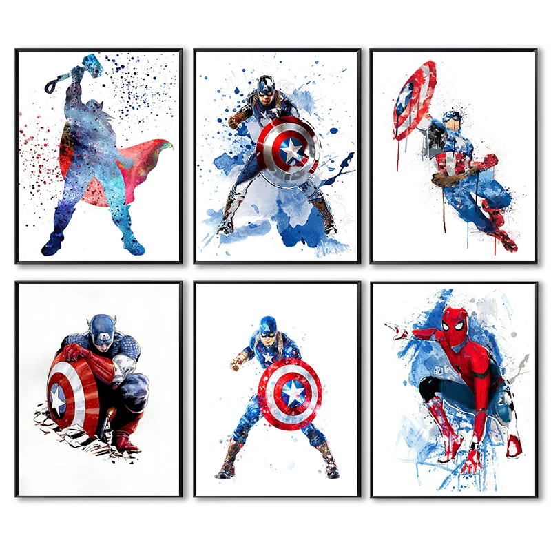 

Marvel Avengers Poster and Prints Superhero Print Canvas Painting Anime Wall Art Picture for Boy Room Living Room Home Decor