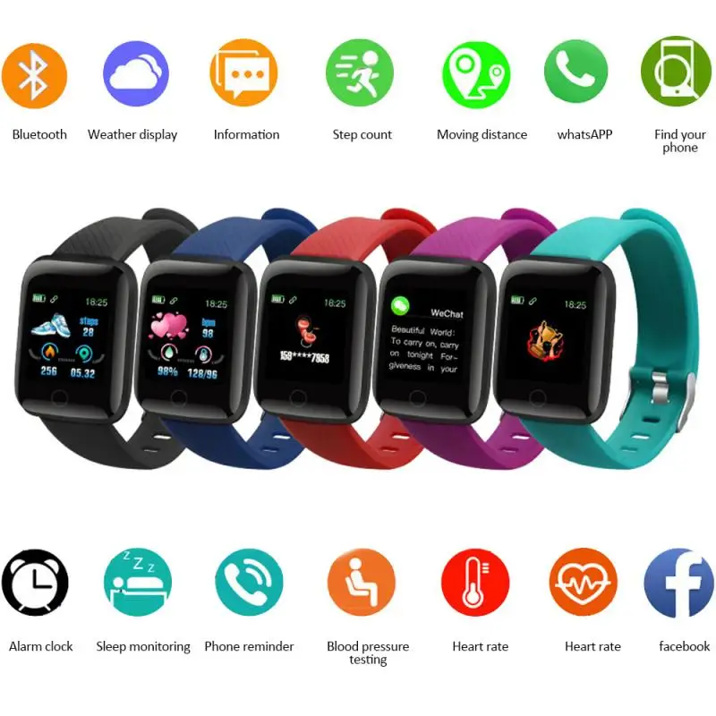 116plus smart band watch bluetooth heart rate blood pressure monitor fitness tracker wristbands wearable devices pedometers free global shipping