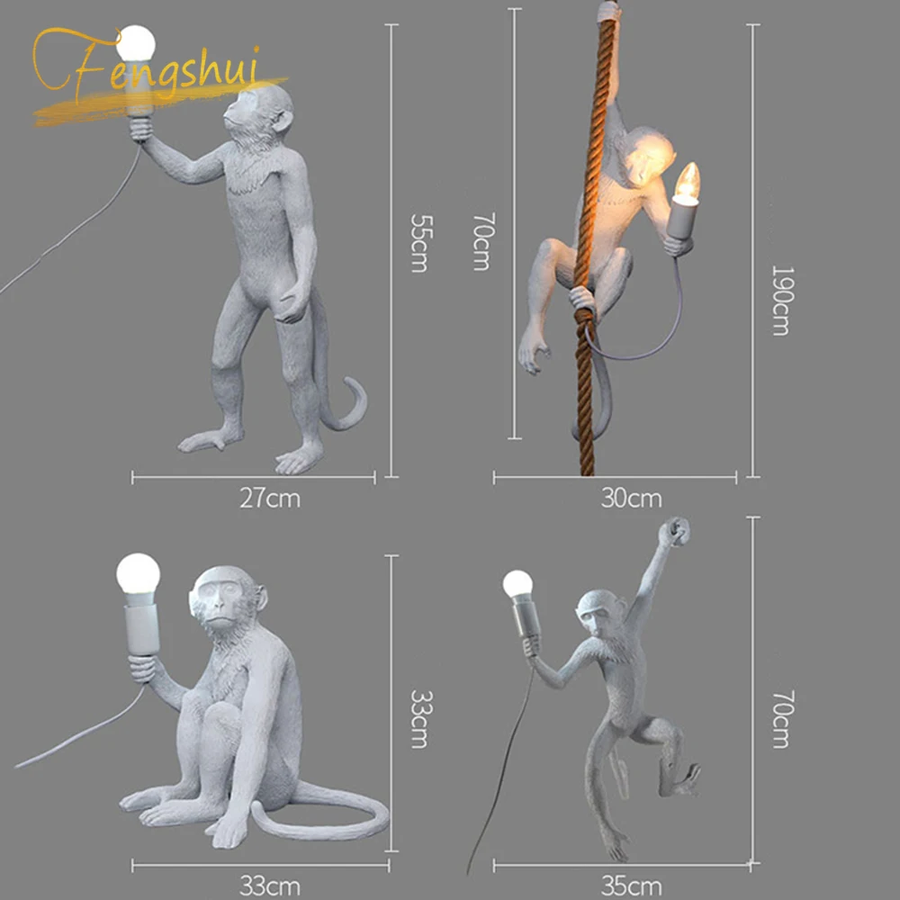 

Nordic Resin Monkey Lamp Led Pendant Lights Living Room Restaurant Bedroom Kitchen Hanging Lamp Fixtures Suspension Luminaire