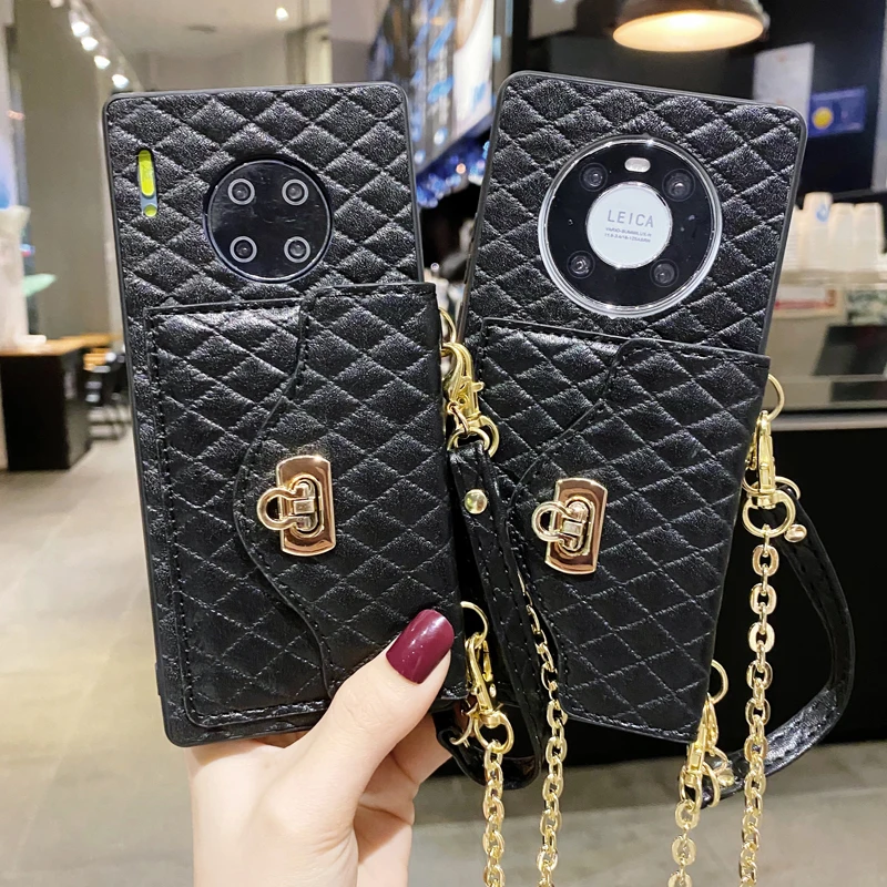 

Чехол для Huawei P40 P40Pro, Роскошный кошелек с отделением для карт, шейный ремешок, ремешок, кросс-боди чехол из ПУ кожи для Huawei Mate 30 Mate 40 Pro