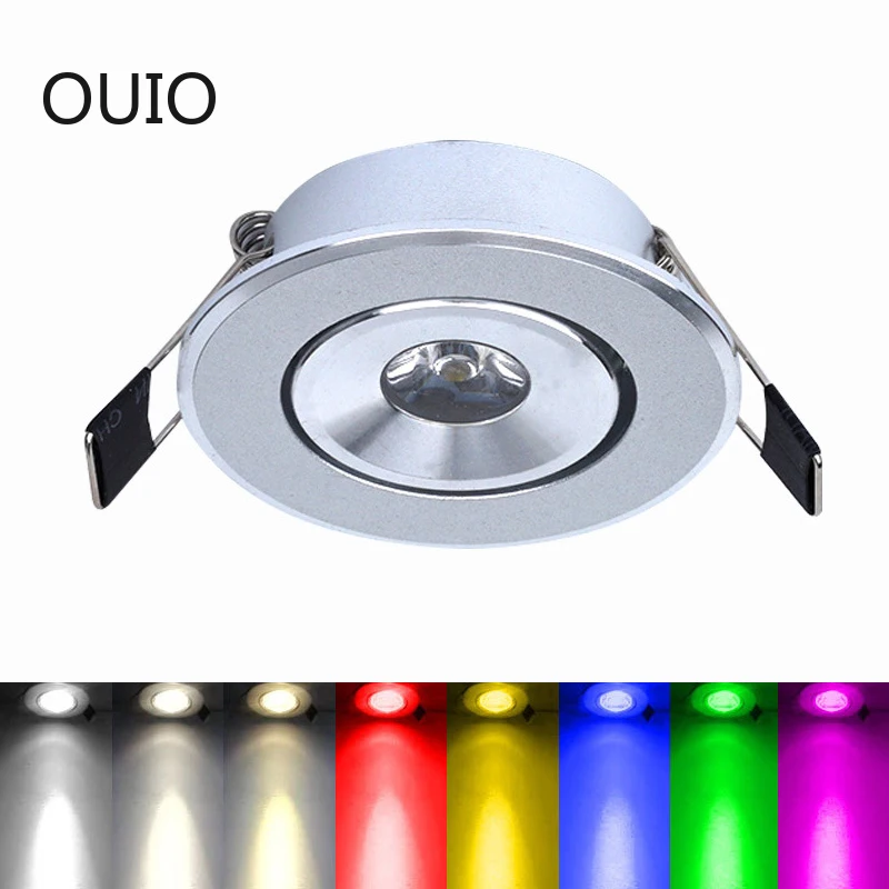 

LED Multi-color Recessed Downlight 1W/3W for Indoor Lighting, Interior Decoration, Adjustable Angle Ceiling Spotlight
