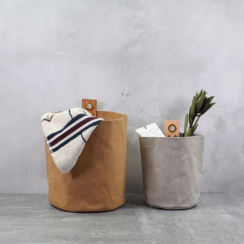 Моющиеся крафт бумага Storag мешок Складные Висячие Сумки повторное использование