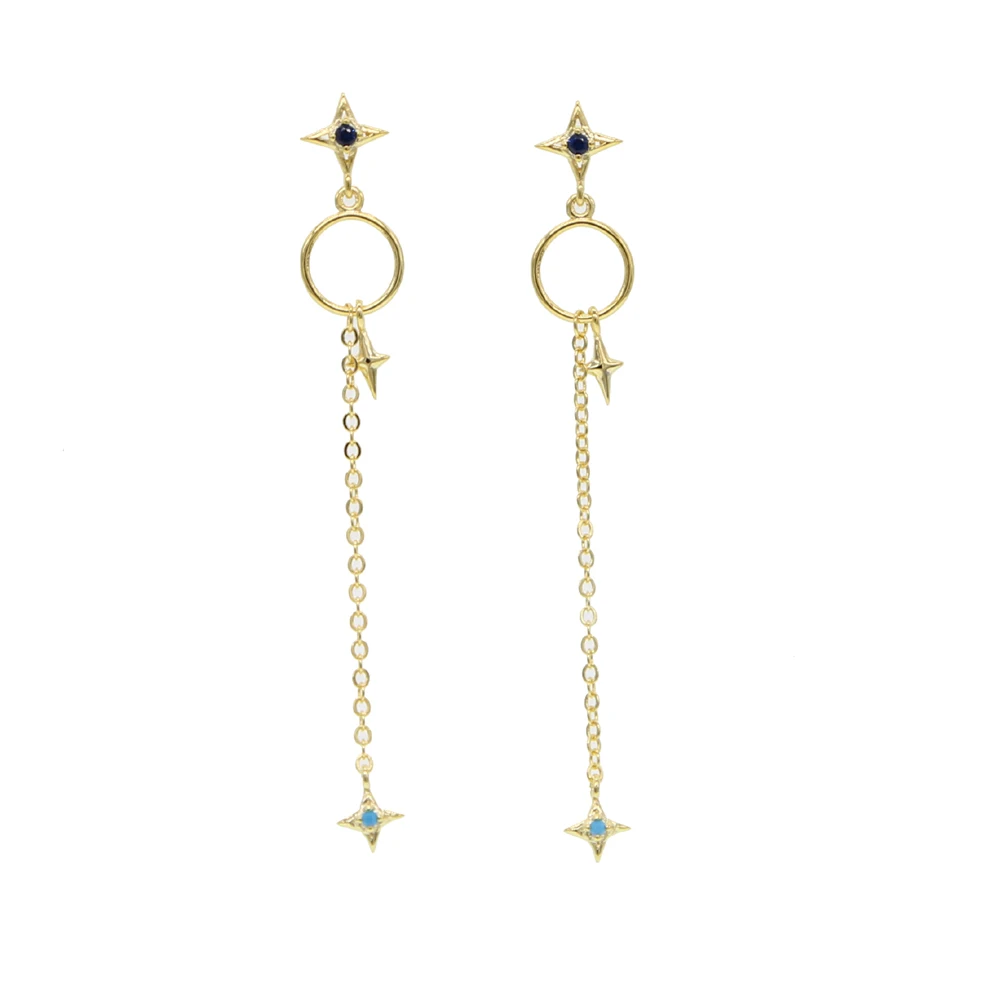 Простой полый круг звезда элегантные серьги длинной кисточкой для женщин