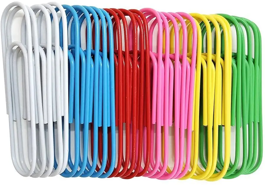 Lvcky 30Pcs Plastic Coated Paperclips Coloured Paper Clips Large 100mm for Office Supplies Assorted Colors | Дом и сад