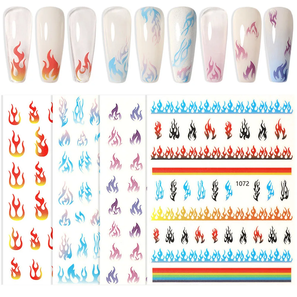 3d-наклейка с рисунком пламени наклейка для ногтей Слайдеры маникюра сделай сам