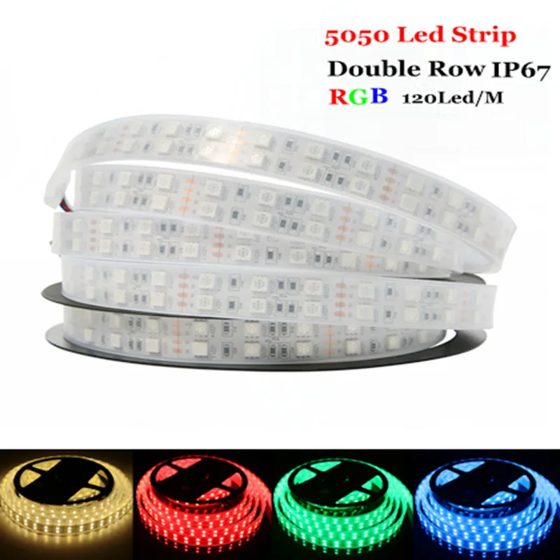 Светодиодная полоса лампа DC12V 5 м/рулон SMD 5050 120led двухрядный 600Led водонепроницаемый