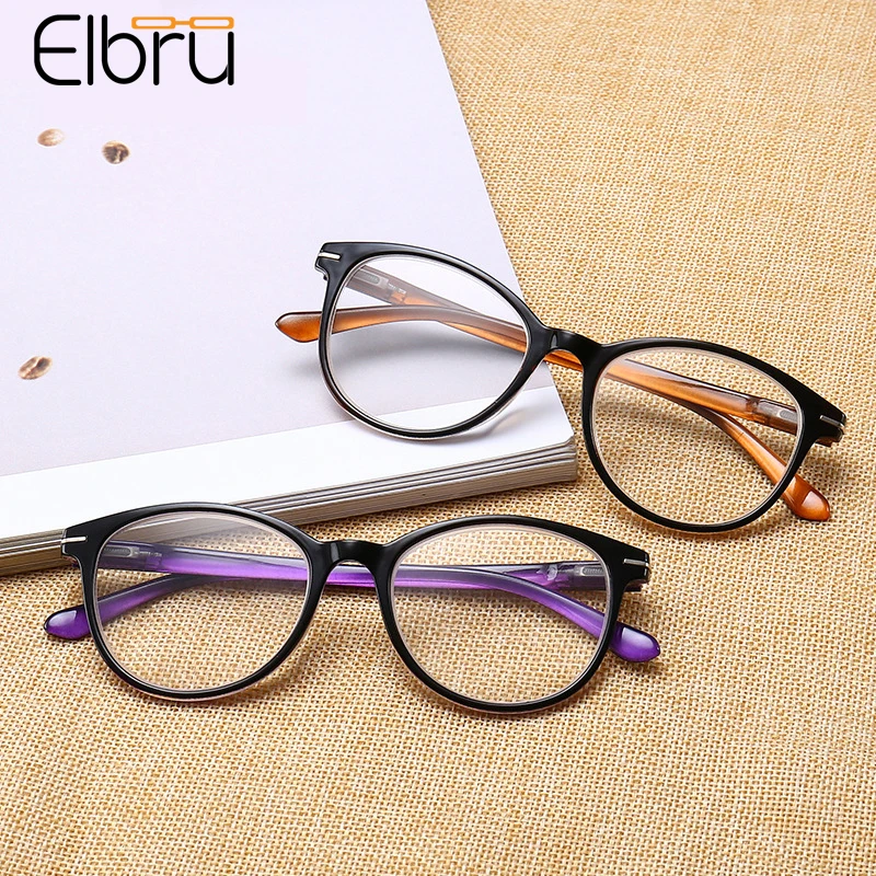 

Elbru 2021 New Retro Fashion Reading Glasses Women Men Ultralight Round Frame Clear Lens Presbyopic Eyeglasses Diopters 1.0 4.0