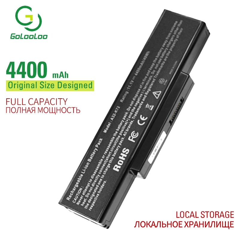 Golooloo 6 ячеек Аккумулятор для ноутбука Asus K72N K72P K72Q K72R K72S K72Y K73 K73E K73J K73JK K73S K73SV N71 N71J N71JA