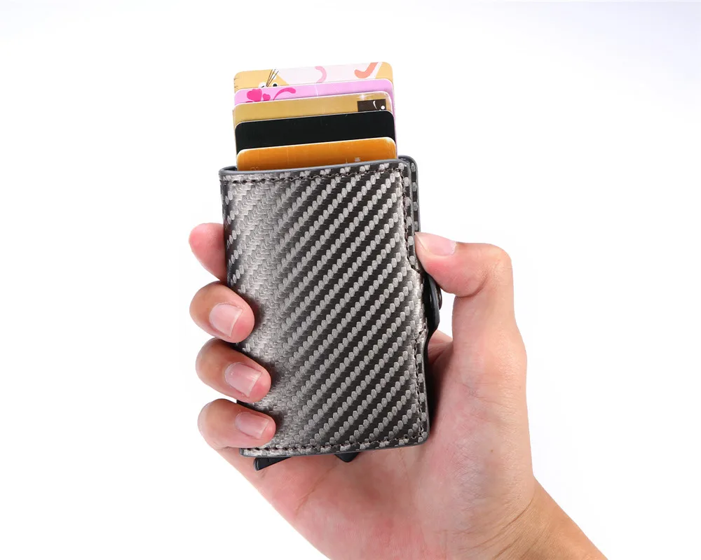 ZOVYVOL кошелек из углеродного волокна, мужской кошелек для карт, RFID Блокировка, мини кошелек, мужской держатель для карт, маленький кошелек на молнии для монет, Умный кошелек