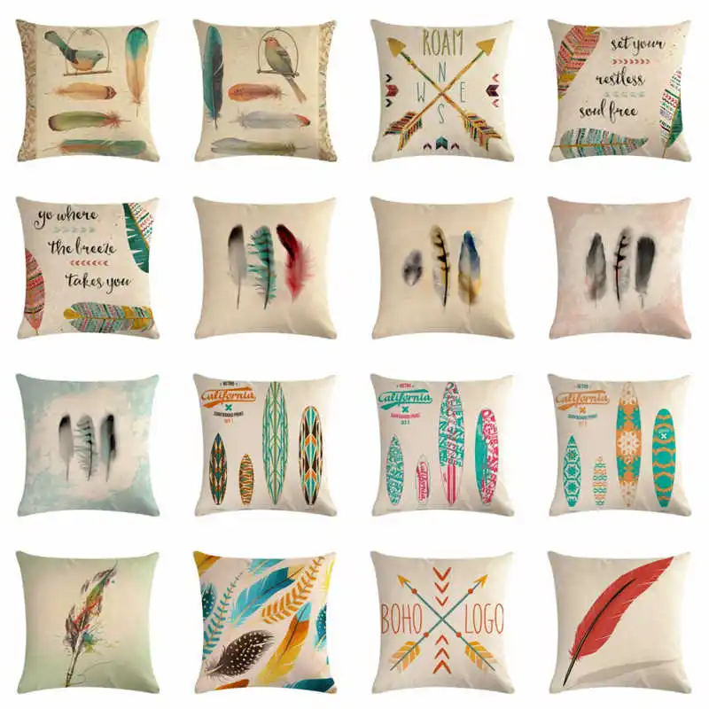 Дизайнерский льняной Хлопковый чехол для подушки с перьями домашний декор