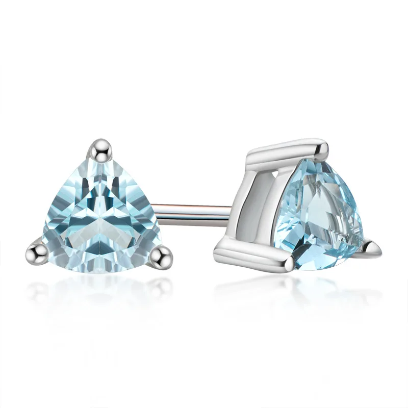 

Sterling Sparkling 100% 925 Silver 0.3ct Topaz Aqual Blue Earrings For Women Party Birthday Stone Fine Jewelry Dropship