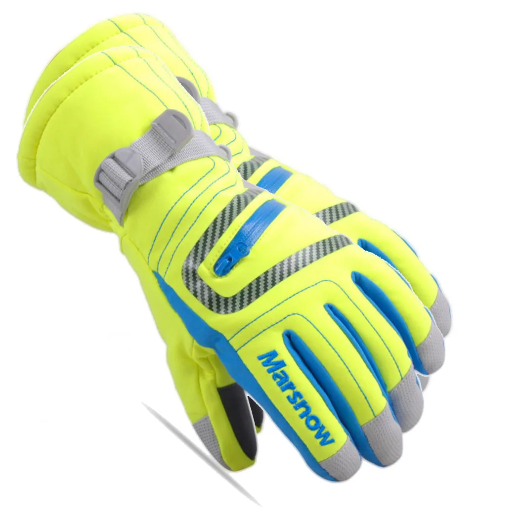 Green Windproof Waterproof Ski Gloves Warm Snowboard Gloves Non-slip Motorcycle Riding Winter Gloves Unisex Snow Gloves for Men Women - Цвет: Green