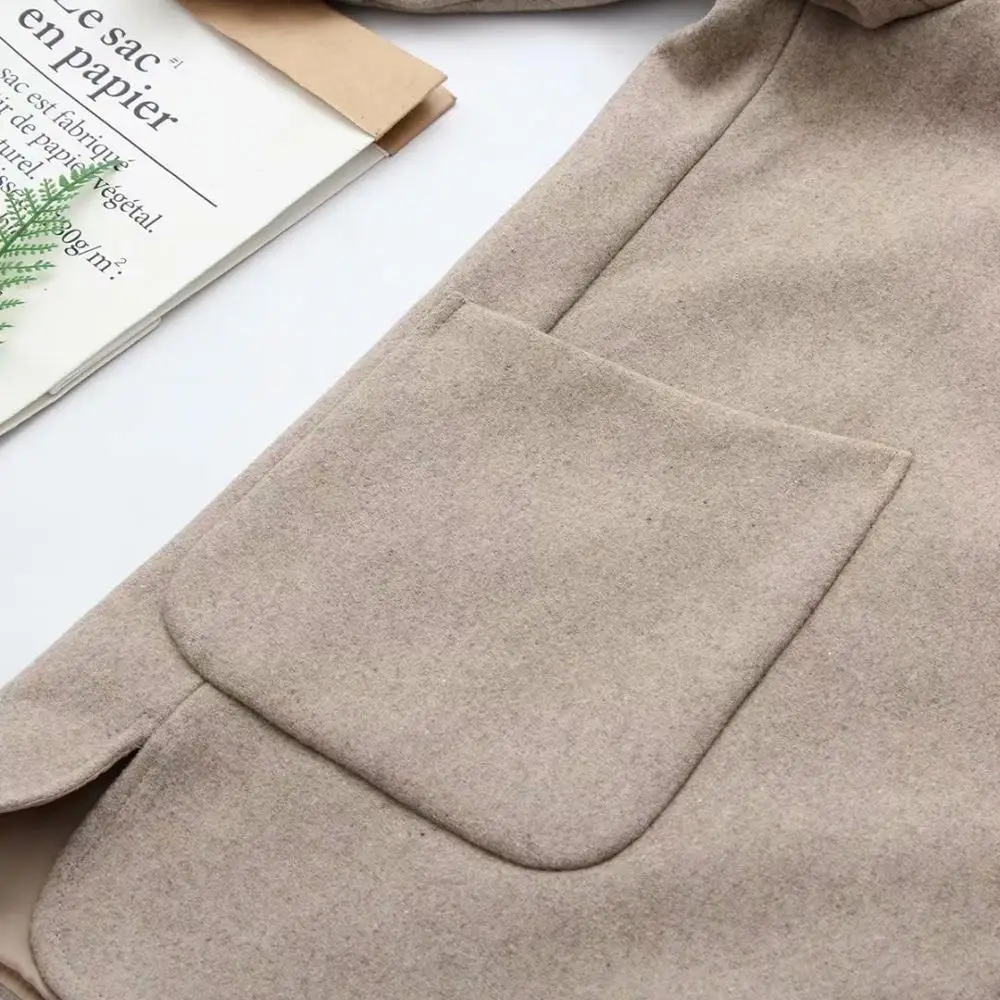 

Plus size thick wool women winter coats 2020 new casual ladies solid brown pockets jackets female tops oversized