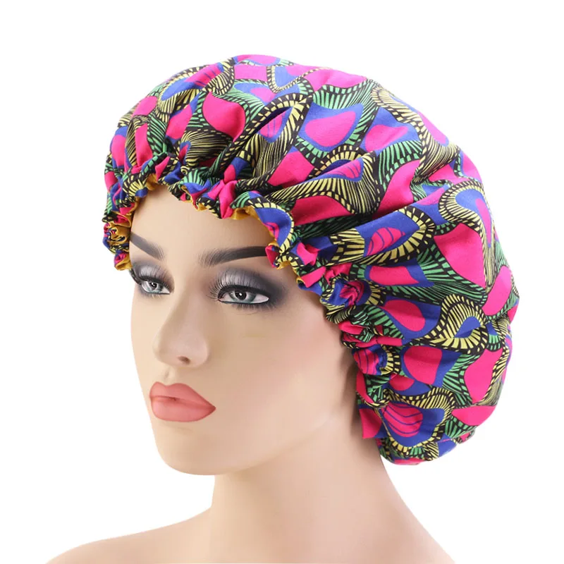 40pcs/lot African Print fabric Ankara hair bonnet Satin Lined sleep cap Extra Large Sleep Cap Night Sleep Hat Ladies Turban