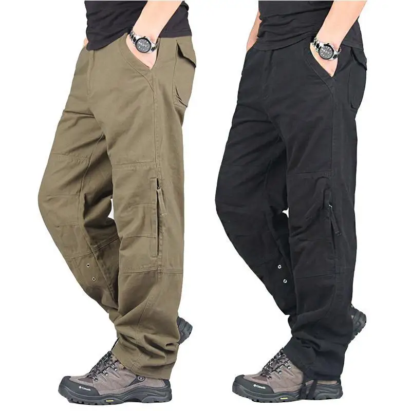 Men's Tactical Pants New in Military Hiking Casual Sports Multi-pocket Loose Straight Columbia Cotton Cargo Wear Work Trousers
