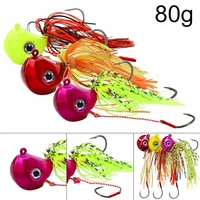80g fishing jig lead lure silicone skirts jig bait lead head with lifelike eyes for boat fishing