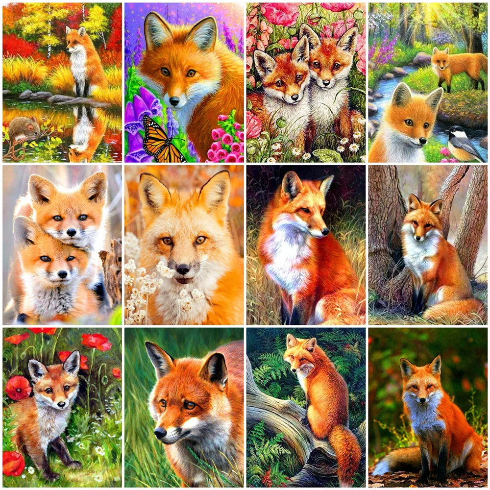 

HUACAN Painting By Number Animal Drawing Canvas Acrylic Picture By Numbers Fox Gift Home Decoration Handpainted Wall Art