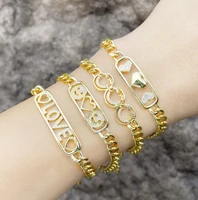 5pcs new gold plating fashion cubic zirconia smile face heart connector bracelet