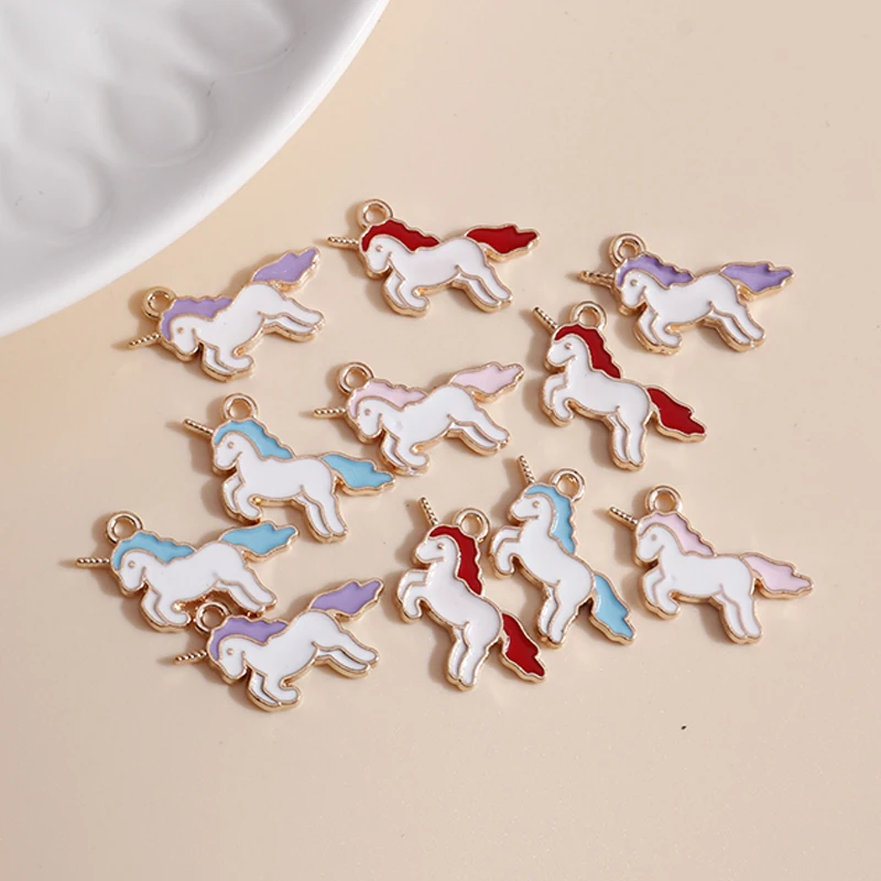 

10pcs 20*17mm Enamel Lucky Unicorn Charms for Necklaces Pendants Earrings DIY Colorful Animal Charms Jewelry Accessories Making