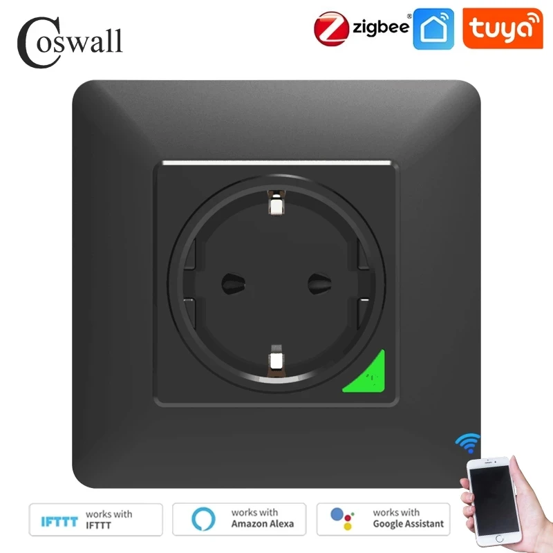 Настенная розетка COSWALL Zigbee 3 0 с таймером включения/выключения программируемая