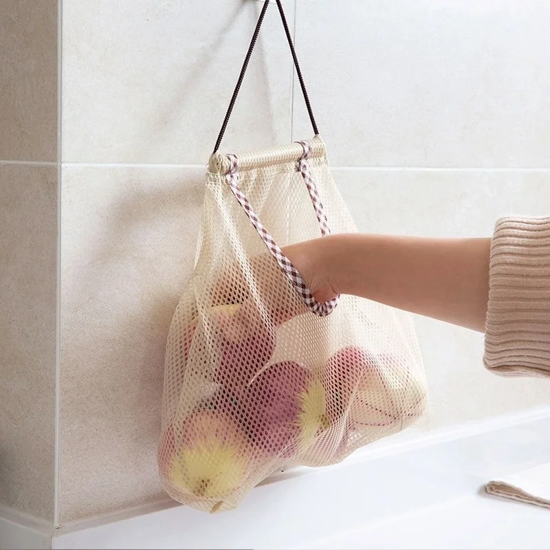 

Kitchen Vegetable Storage Mesh Bag Trapezoidal Multi-purpose Creative Fruit Wall Hanging Bag Can Hang Onion Garlic Storage Bag