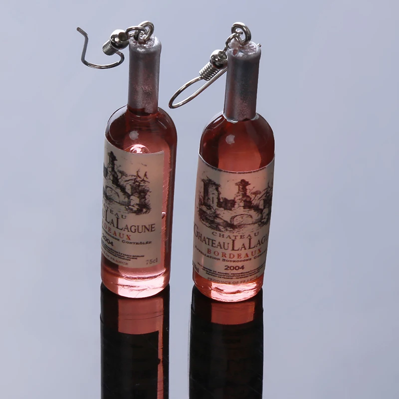 

Creative Wine Bottle Pendant Dangle Earrings Fashion Woman Glass Cocktail Red Wine Earrings