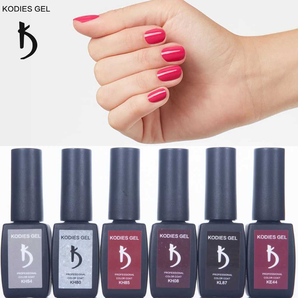 Гель-лак KODIES для маникюра 8 мл УФ-гель ногтей винно-красный блеск белый