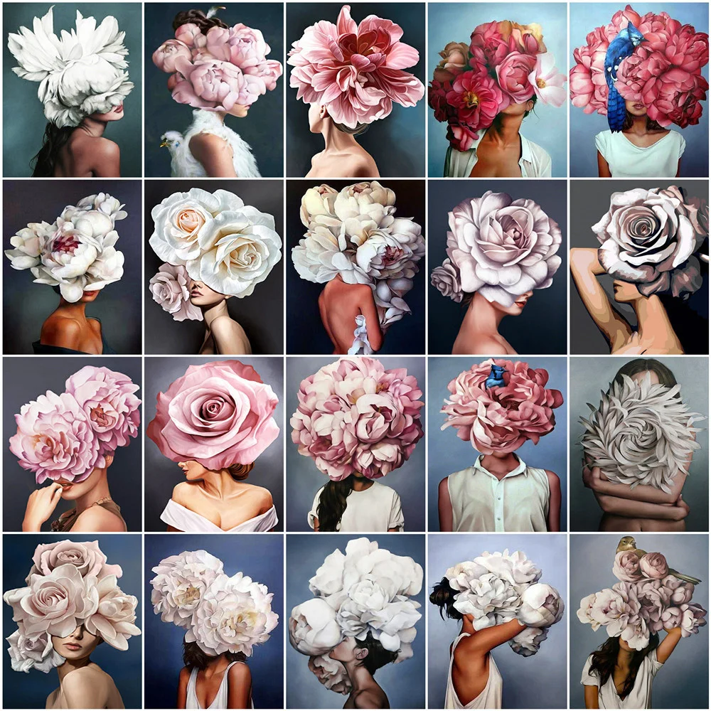 

Алмазная 5D мозаика «сделай сам» HUACAN, полноразмерная картина с девушками, абстрактная вышивка с цветами, стразы, украшение для дома