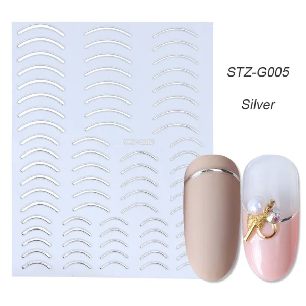 STZ-G005 Silver 1 шт Чередование ленты для ногтей наклейки золотого и серебряного цвета 3D украшения ногтей обертывания наклейки для ногтей полоски LASTZG001-013-2 - Цвет: STZ-G005 Silver