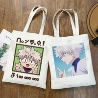 hunter x hunter killua anime canvas bag women girls simple large capacity storage handbag shoulder bag tote student bookbag