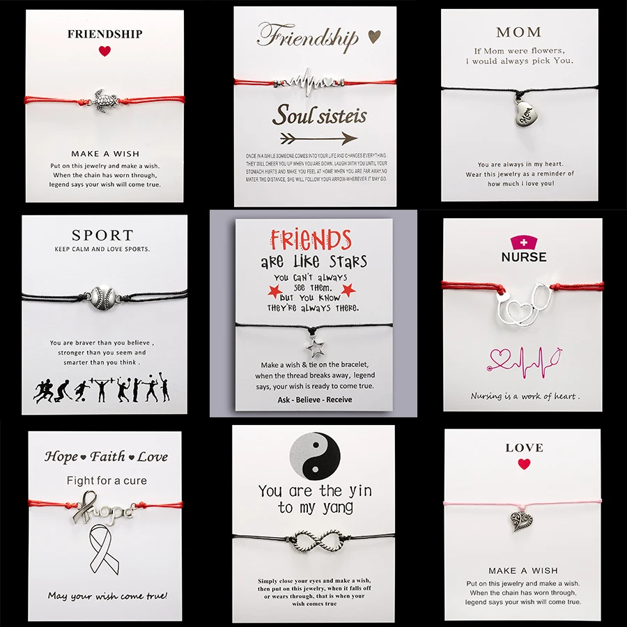 Belleper Make a Wish/Friendship/Mom Love Card Turtle Adjustable Fashion High Quality Bracelet Charm Female New Unique Jewelry