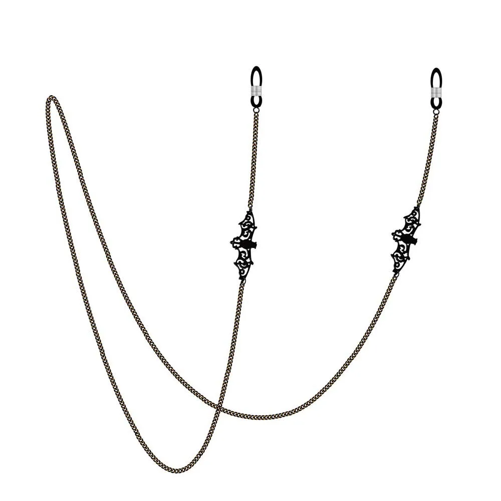 Ретро черных летучих мышей очки с цепочкой ремешок Цепочки и ожерелья