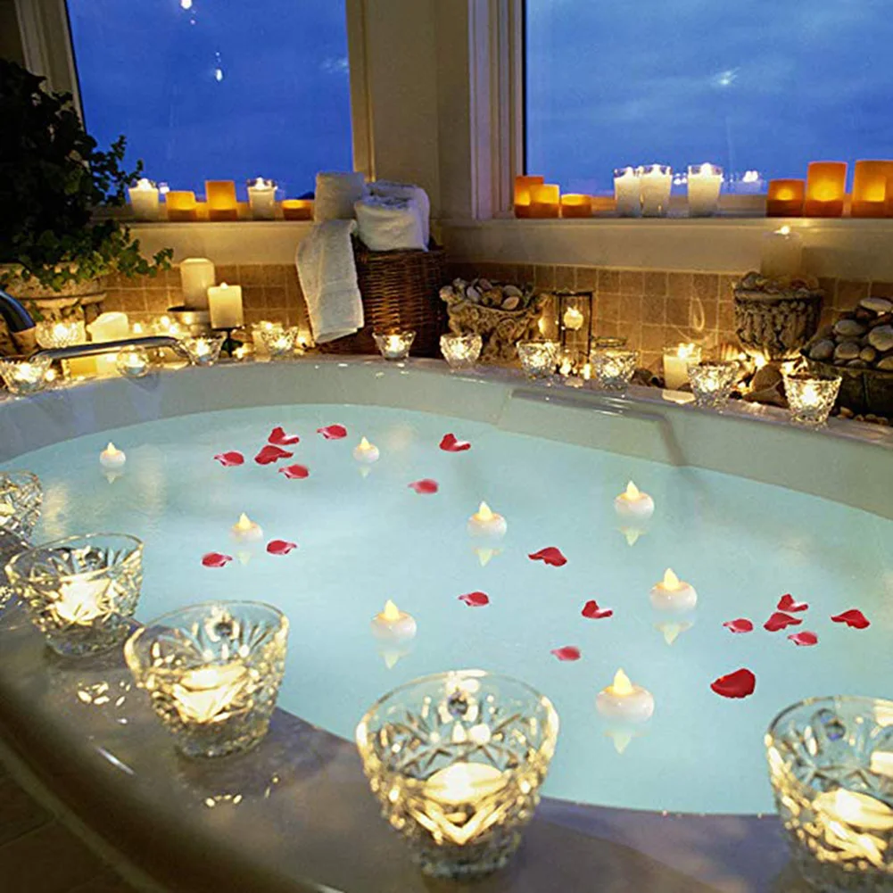 

Electronic LED Floating Water Light Candles Waterproof Flameless Candles Home Bedroom Party Wedding festival Showerroom decor