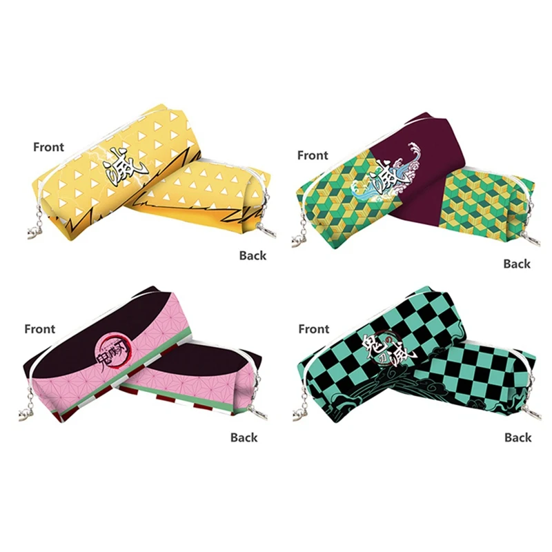 

Anime Demon Slayer: Kimetsu No Yaiba Pencil Bag Multi-functional Double Zipper Canvas Students Pencil Bag Wallet Storage Bag