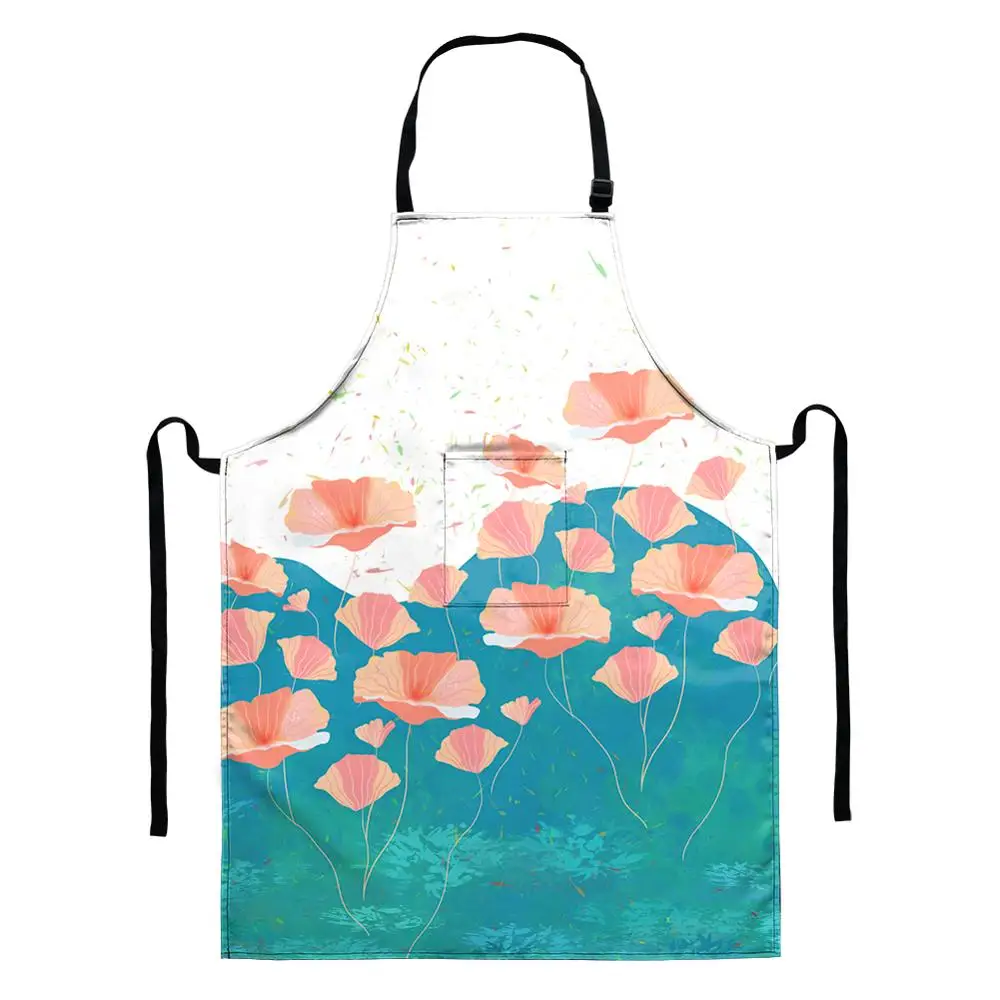 

Фартуки из полиэстера без рукавов с принтом, женские и мужские кухонные принадлежности, аксессуары для приготовления пищи, выпечки, кофейни