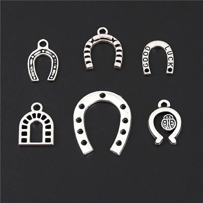 Смешанный серебристый цвет 6 шт. хорошая Подкова на удачу насекомое божья коровка