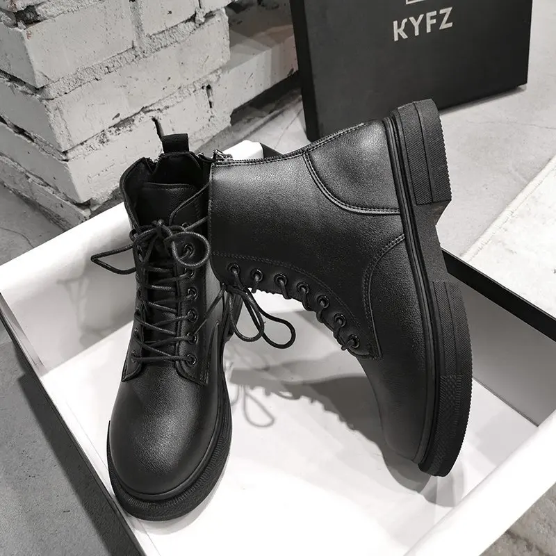 Женские ботинки модные женские осенне зимние на плоской подошве повседневные