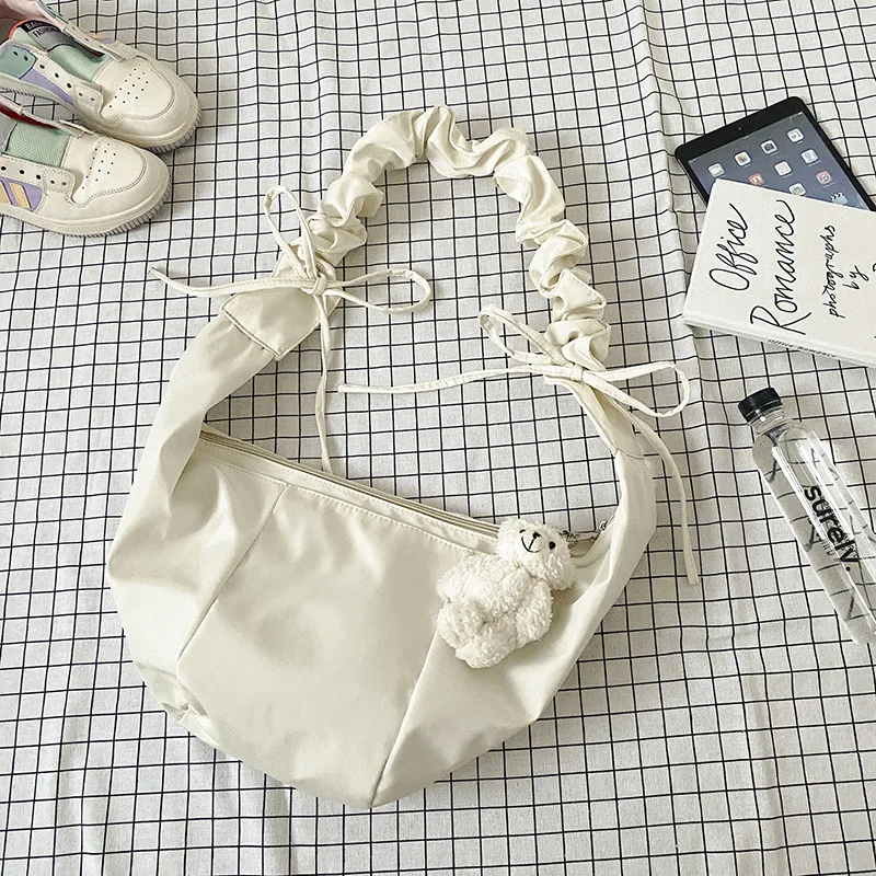 

women bag Korean Canvas Bucket Lady Solid Zipper Soft shoulder bag handbag purse high-capacity