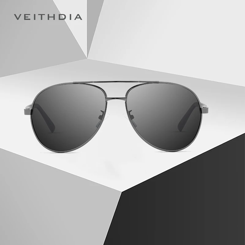 Мужские солнцезащитные очки-авиатор VEITHDIA, брендовые дизайнерские очки с поляризационными стеклами, модель 1306