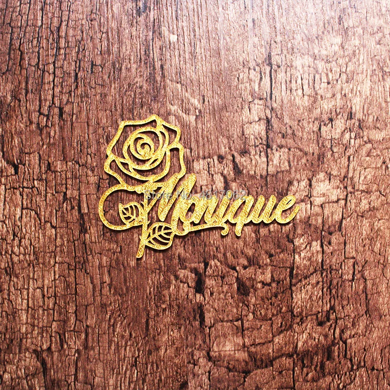 Пользовательская лазерная резка имени логотипа места настройки розы Свадебное