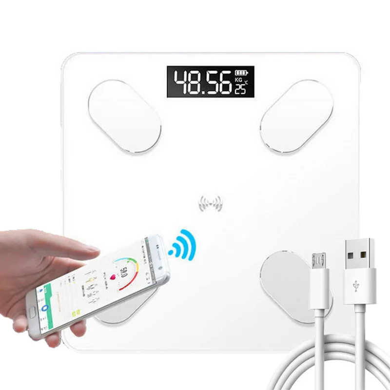 Usb зарядка Bluetooth весы напольные для тела ванная комната смарт дисплей с