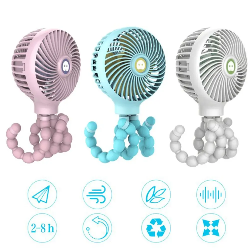 

Mini Portable fan Hanging Octopus Shape Stand Adjustable Handheld USB Charging Fan Cooler For Students