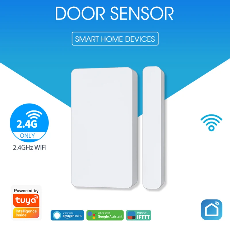 

Tuya WiFi Door Sensor Alarm Smart Door Open/Closed Detectors Smart Home Security Warning System Work With Alexa Google Home