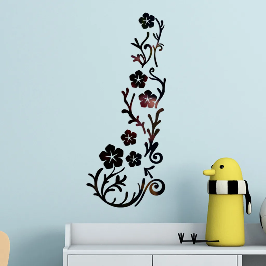 Модные 3D зеркало Цветочные художественные акриловые фрески наклейка съемный