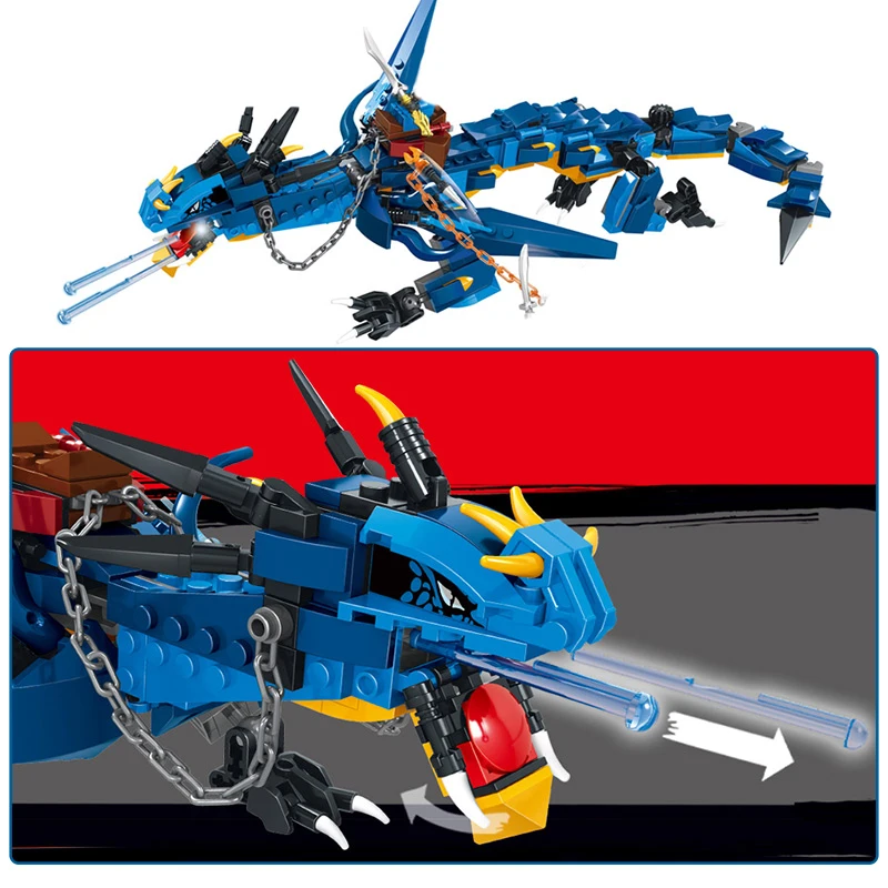 Синий мех Дракон рыцарь строительные блоки ninjagoo Кирпичи DIY Модель Фигурки