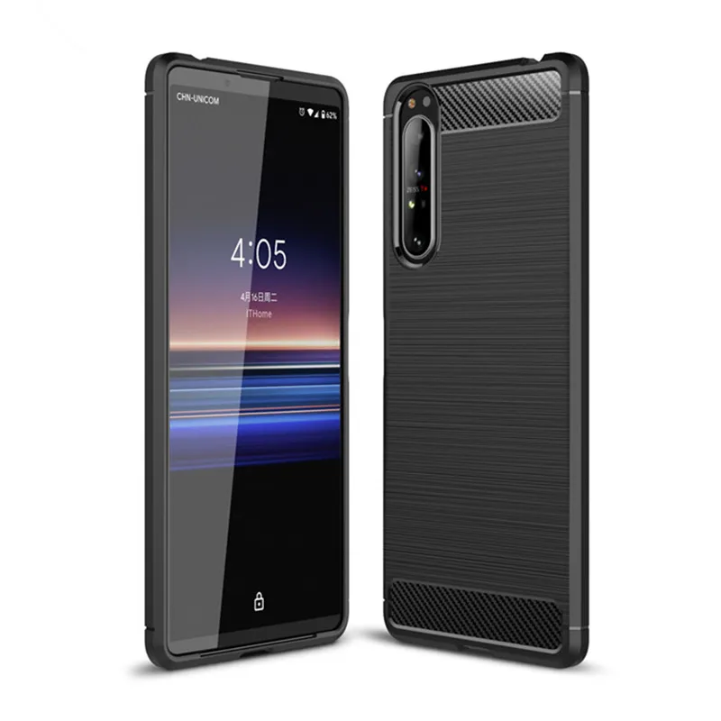 Мягкий чехол из углеродного волокна для Sony Xperia 1 II защитный задний бампер