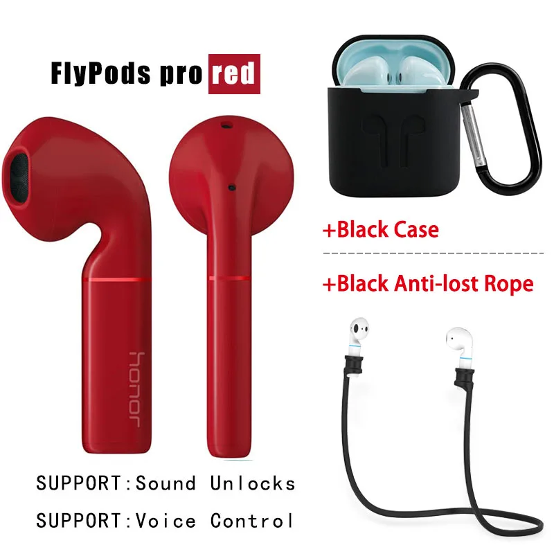 PodsP red case rope Bluetooth гарнитура HUAWEI honor FlyPods Pro honor FlyPods, водонепроницаемые беспроводные наушники с микрофоном, двойной кран - Цвет: PodsP red case rope