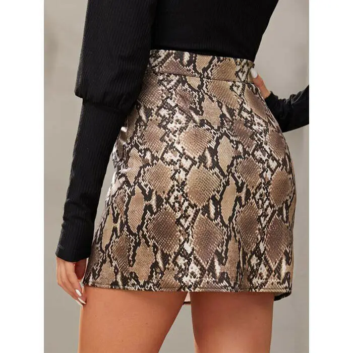 

Goocheer New Women Sexy Snake Skin Print Skirt Fashion Ladies High Waist Mini Bodycon Zipper Clubwear Pencil Skirts