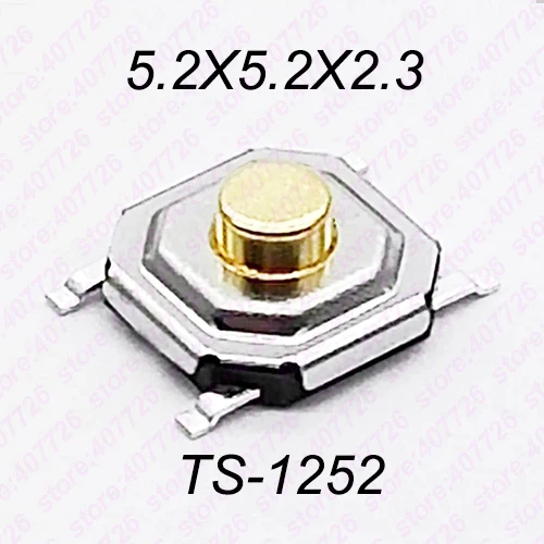Высокое качество, 50 шт., 5,2x5,2x1,5 мм до 9 мм, 4PIN, SMT, металлический Тактический кнопочный переключатель, тактовый переключатель, клавиша, динамик, аудио кнопка - Цвет: H 2.3MM