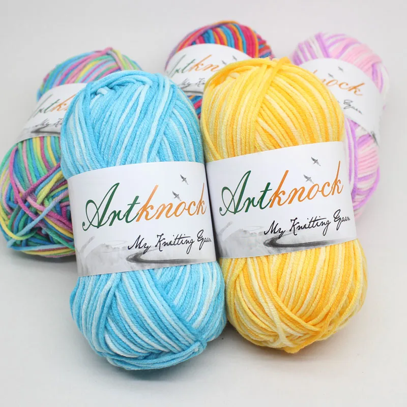 2 шт. X50g меланжевая пряжа Необычные нитки хлопчатобумажная смешанная красивые